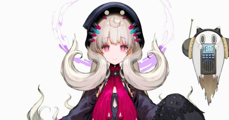 レイムが、黒いフード付き衣装を着て正面を見つめている。隣には「HELLO」と表示されたロボットが浮かんでいる。