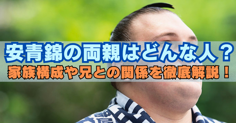 青錦の両親はどんな人?家族構成や兄との関係を徹底解説!という見出しテキストが入ったサムネイル画像。安青錦関が真顔で前を見つめている。