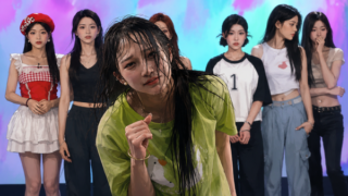 スタジオに横一列で並んで踊る団播の出演者たち